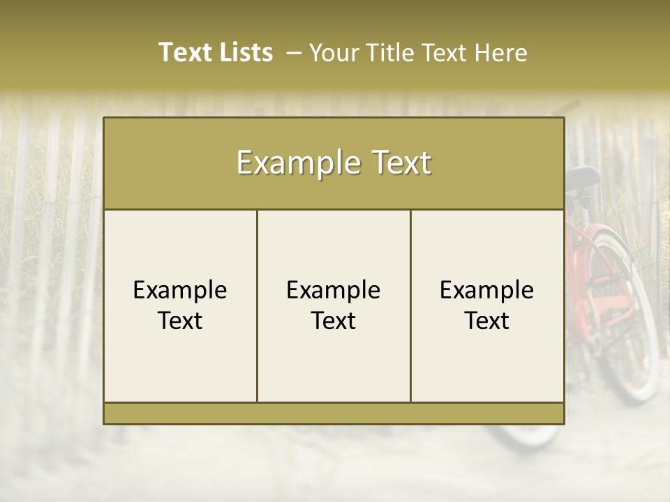 Red Vintage Bicycle With Basket And Flowers Leaning Against Wooden Fence At Beach. PowerPoint Template