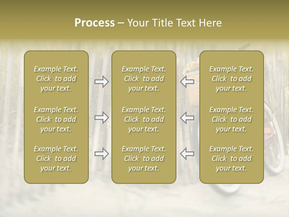 Red Vintage Bicycle With Basket And Flowers Leaning Against Wooden Fence At Beach. PowerPoint Template