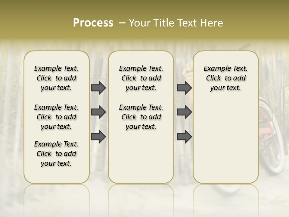 Red Vintage Bicycle With Basket And Flowers Leaning Against Wooden Fence At Beach. PowerPoint Template
