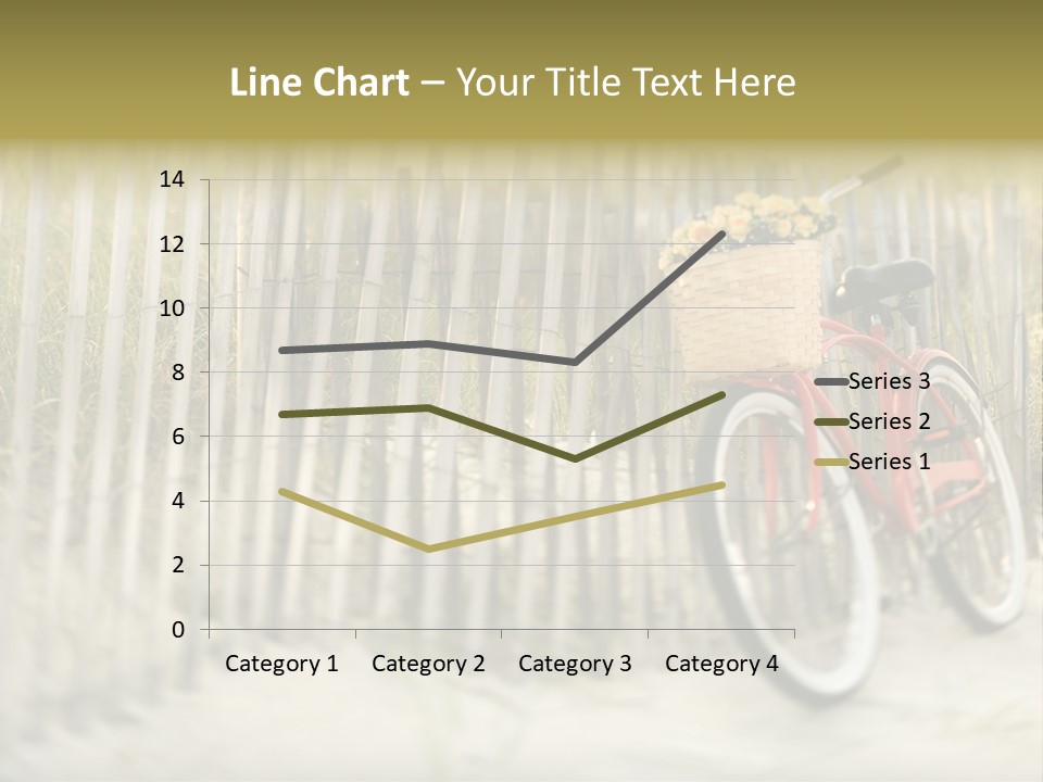 Red Vintage Bicycle With Basket And Flowers Leaning Against Wooden Fence At Beach. PowerPoint Template