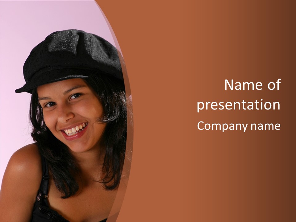 Cute Teenage Girl Wearing A Stylish Hat PowerPoint Template