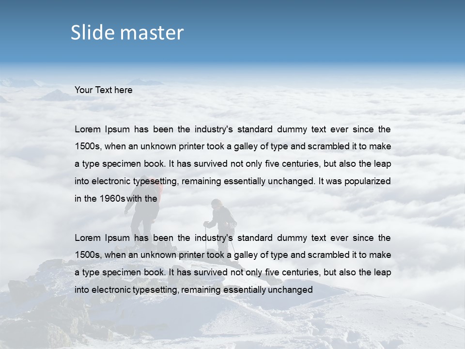 Two Hikers On Top Of Peak PowerPoint Template