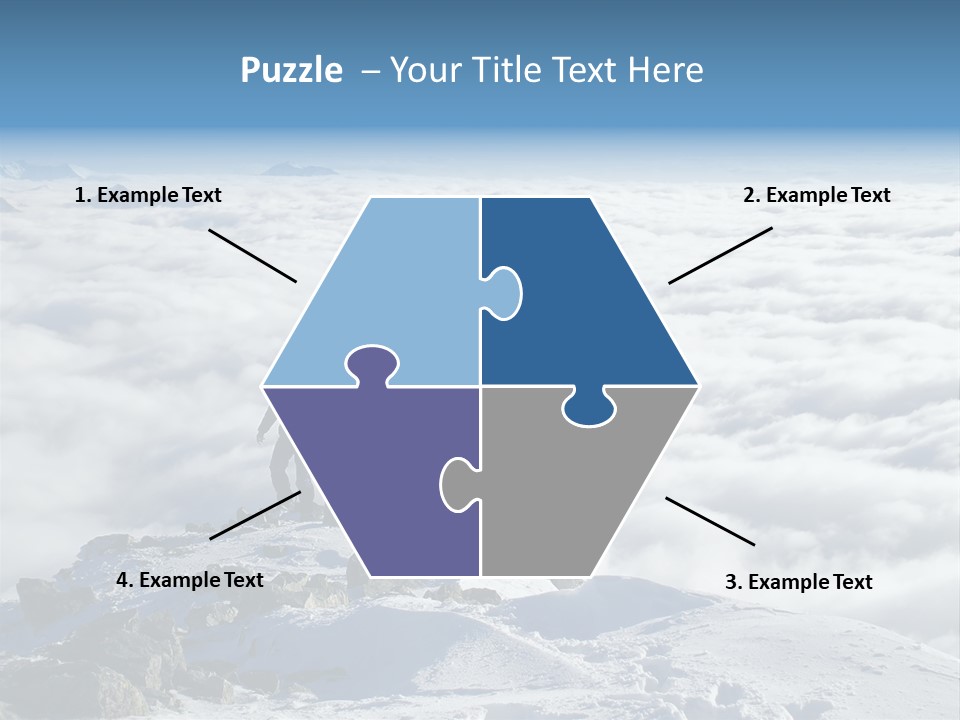Two Hikers On Top Of Peak PowerPoint Template