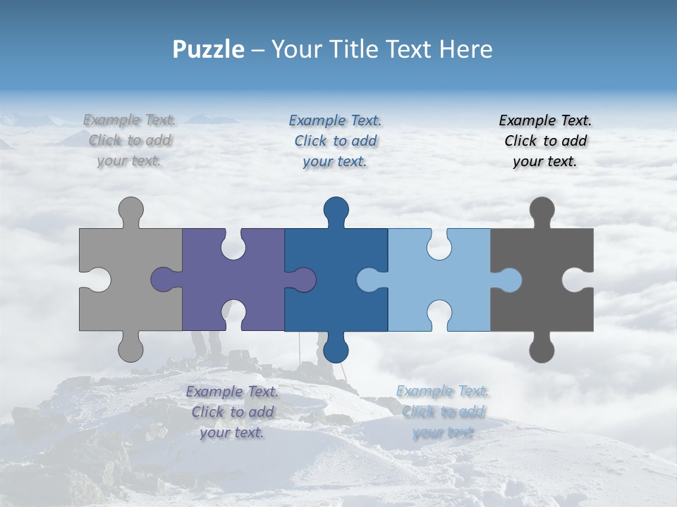 Two Hikers On Top Of Peak PowerPoint Template