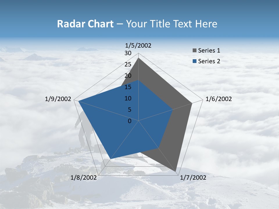 Two Hikers On Top Of Peak PowerPoint Template