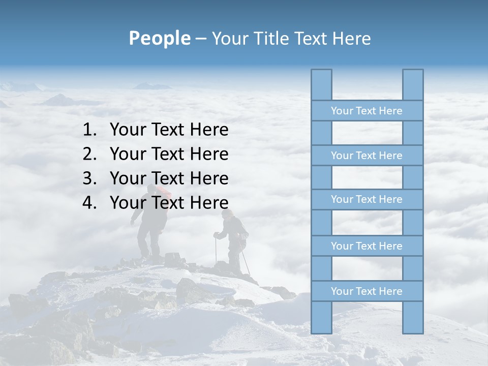 Two Hikers On Top Of Peak PowerPoint Template