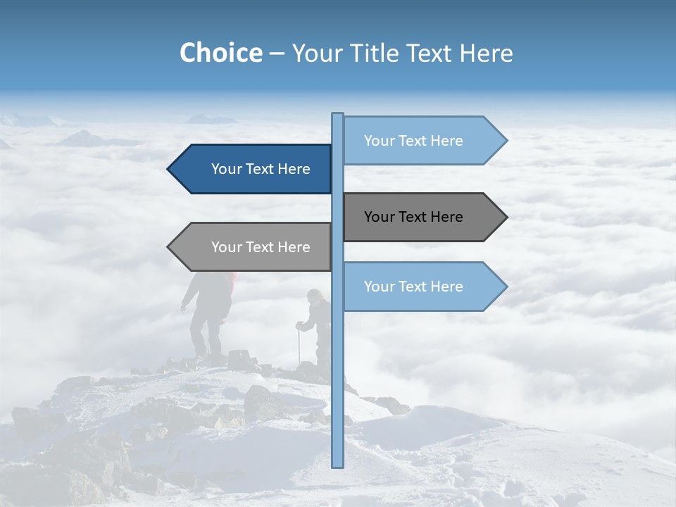 Two Hikers On Top Of Peak PowerPoint Template