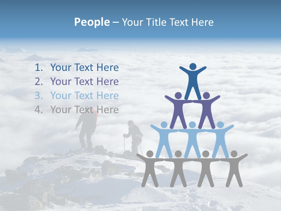 Two Hikers On Top Of Peak PowerPoint Template