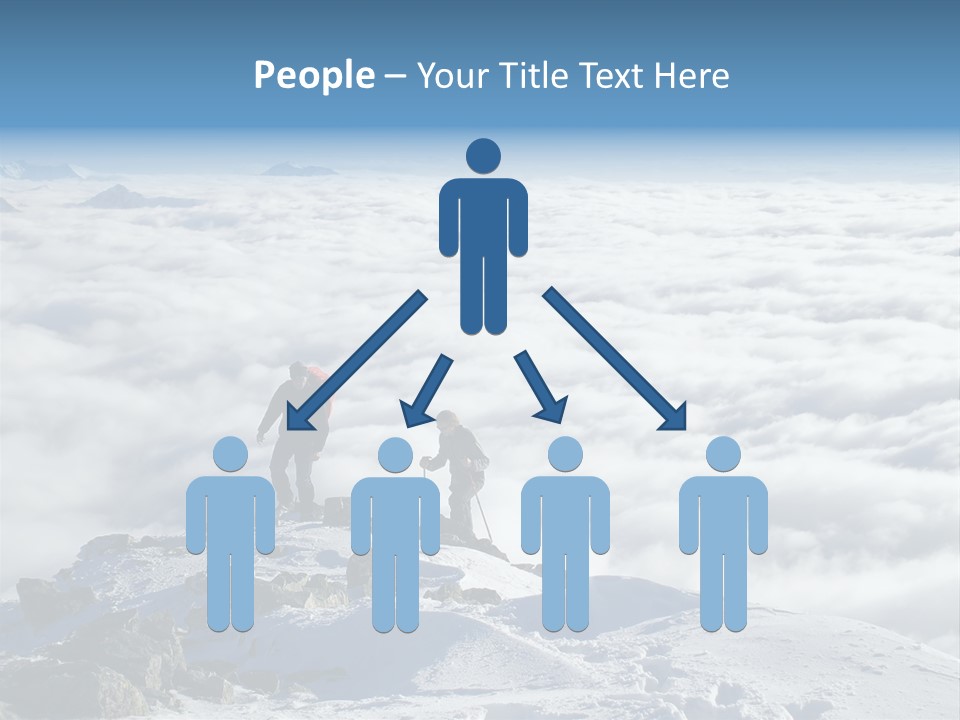 Two Hikers On Top Of Peak PowerPoint Template