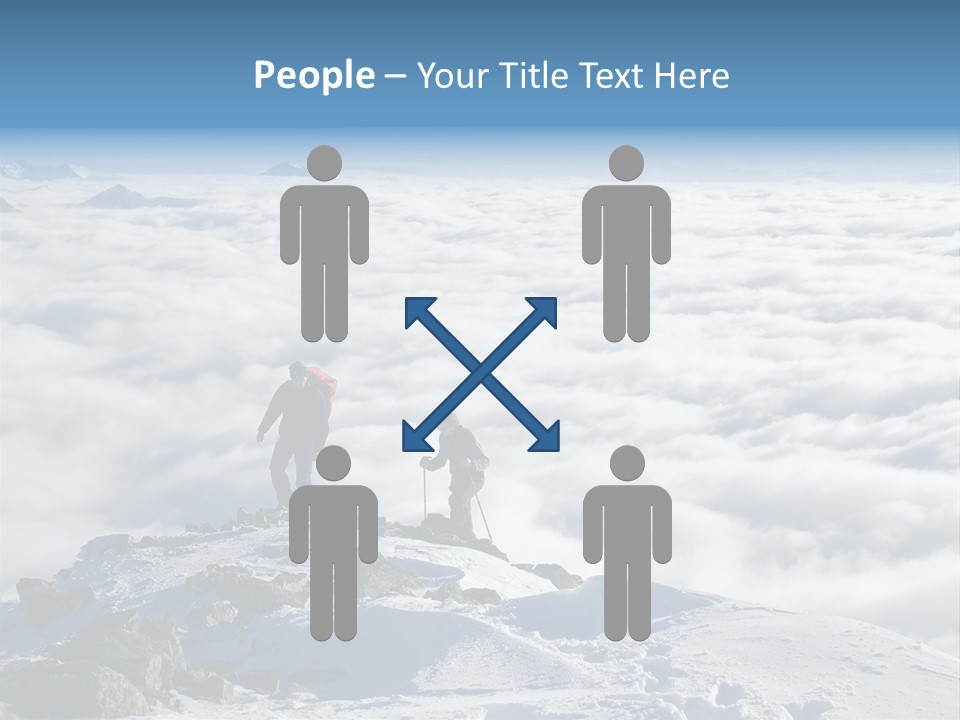 Two Hikers On Top Of Peak PowerPoint Template