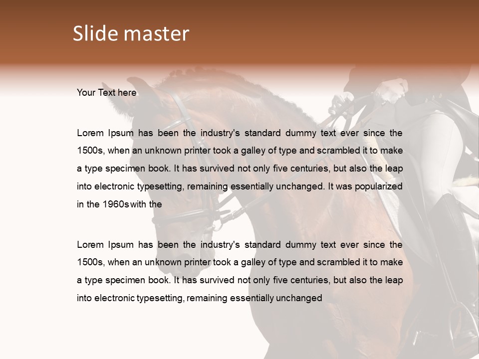 A Woman Riding On The Back Of A Brown Horse PowerPoint Template