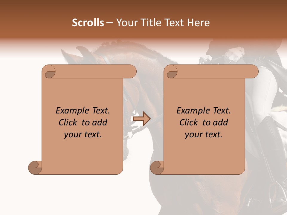 A Woman Riding On The Back Of A Brown Horse PowerPoint Template