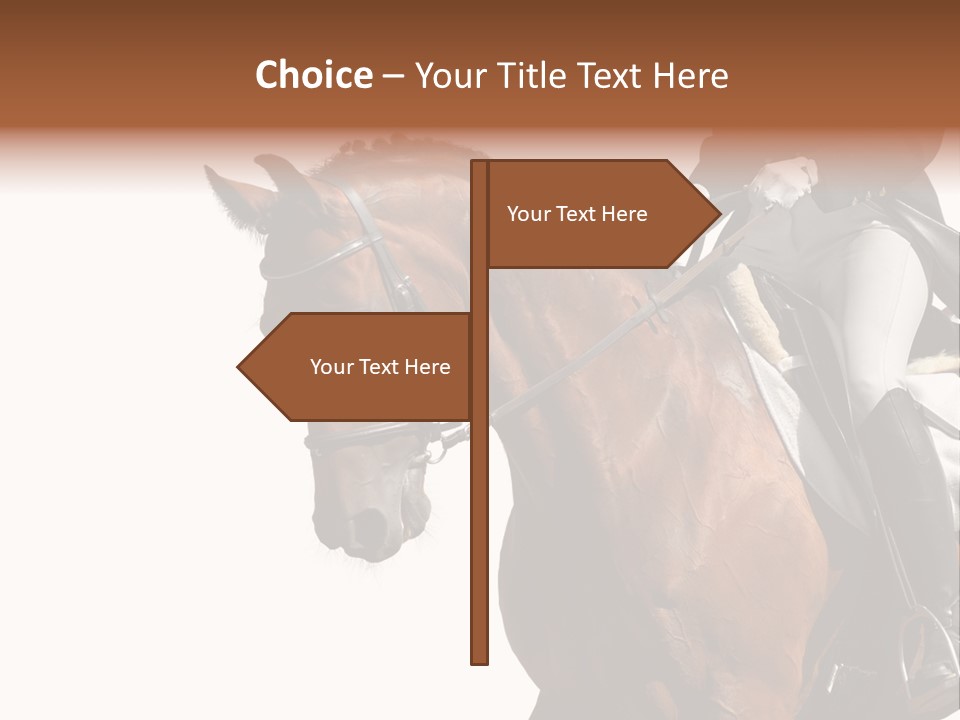 A Woman Riding On The Back Of A Brown Horse PowerPoint Template