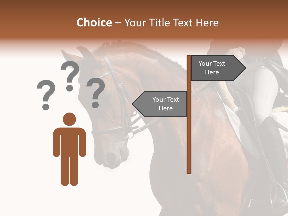 A Woman Riding On The Back Of A Brown Horse PowerPoint Template