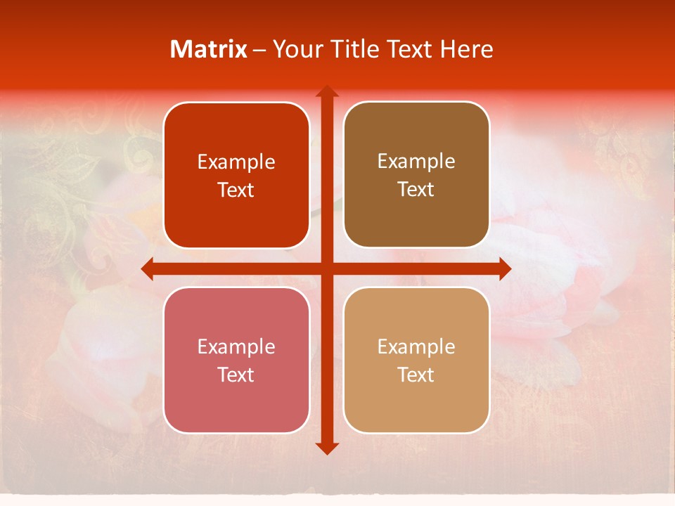 Pink Tulips On Orange Grunge Paper Page Background With Damaged Edges And Rich Texture PowerPoint Template