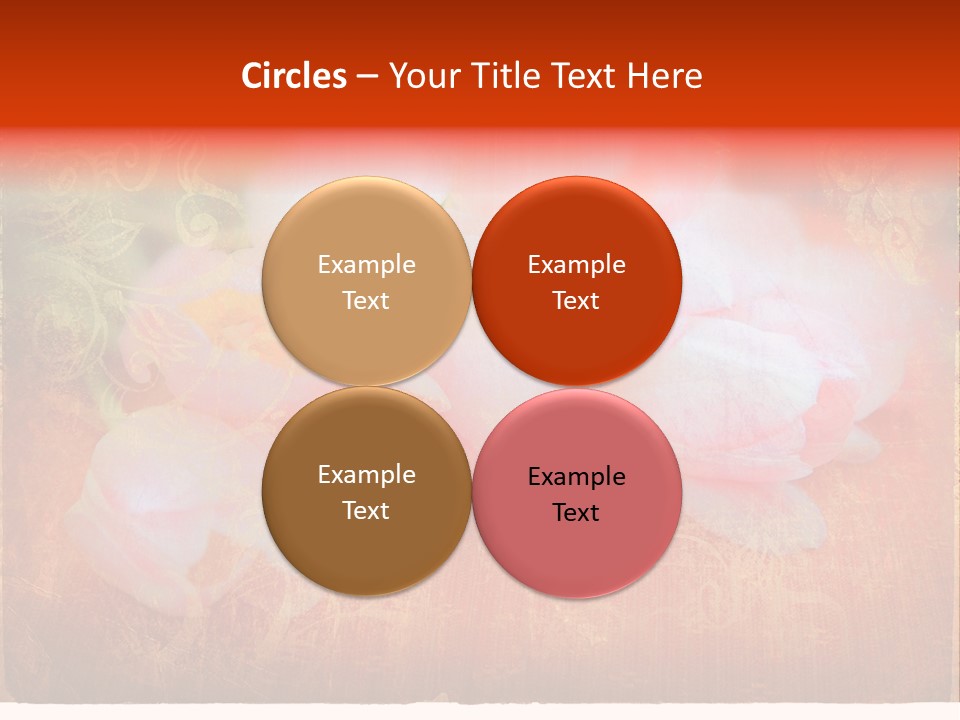 Pink Tulips On Orange Grunge Paper Page Background With Damaged Edges And Rich Texture PowerPoint Template