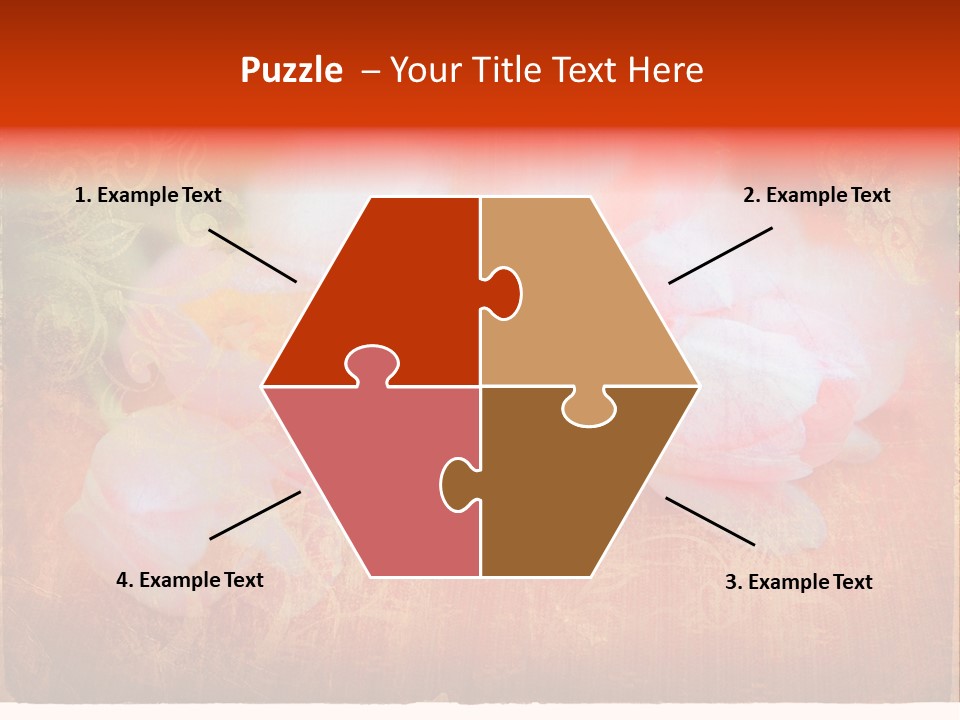 Pink Tulips On Orange Grunge Paper Page Background With Damaged Edges And Rich Texture PowerPoint Template