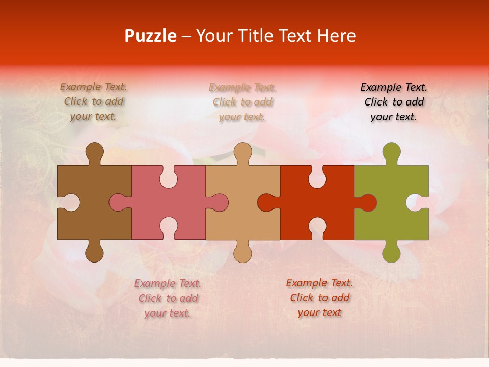 Pink Tulips On Orange Grunge Paper Page Background With Damaged Edges And Rich Texture PowerPoint Template