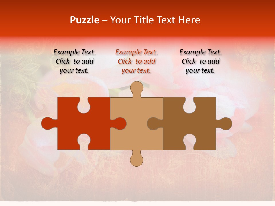 Pink Tulips On Orange Grunge Paper Page Background With Damaged Edges And Rich Texture PowerPoint Template