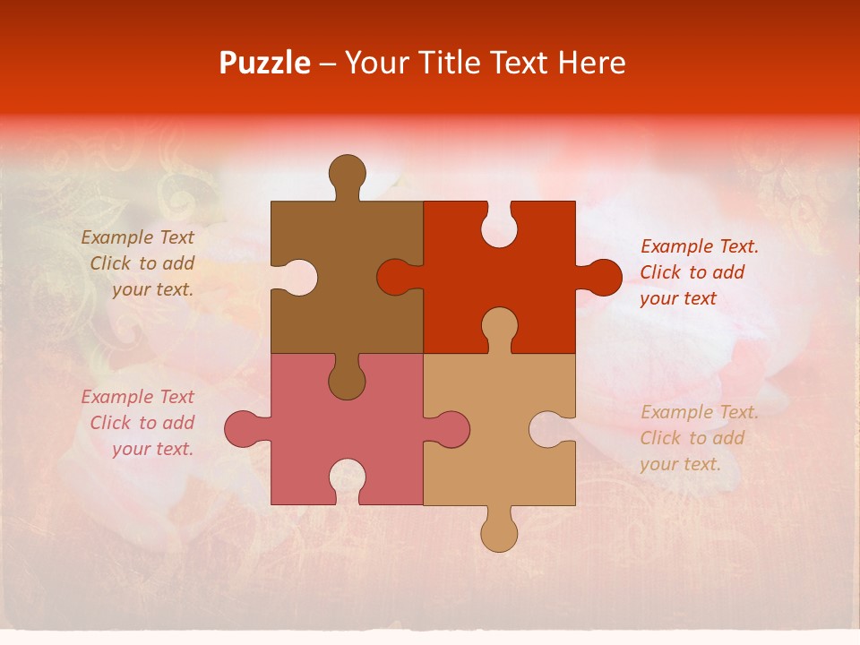 Pink Tulips On Orange Grunge Paper Page Background With Damaged Edges And Rich Texture PowerPoint Template