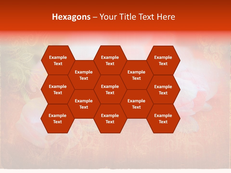 Pink Tulips On Orange Grunge Paper Page Background With Damaged Edges And Rich Texture PowerPoint Template