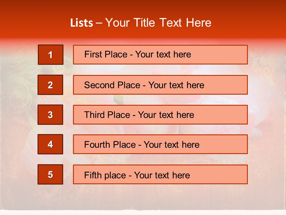 Pink Tulips On Orange Grunge Paper Page Background With Damaged Edges And Rich Texture PowerPoint Template