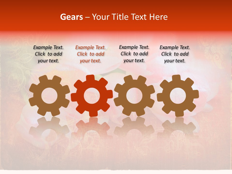 Pink Tulips On Orange Grunge Paper Page Background With Damaged Edges And Rich Texture PowerPoint Template