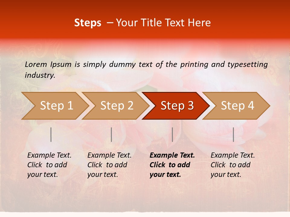 Pink Tulips On Orange Grunge Paper Page Background With Damaged Edges And Rich Texture PowerPoint Template