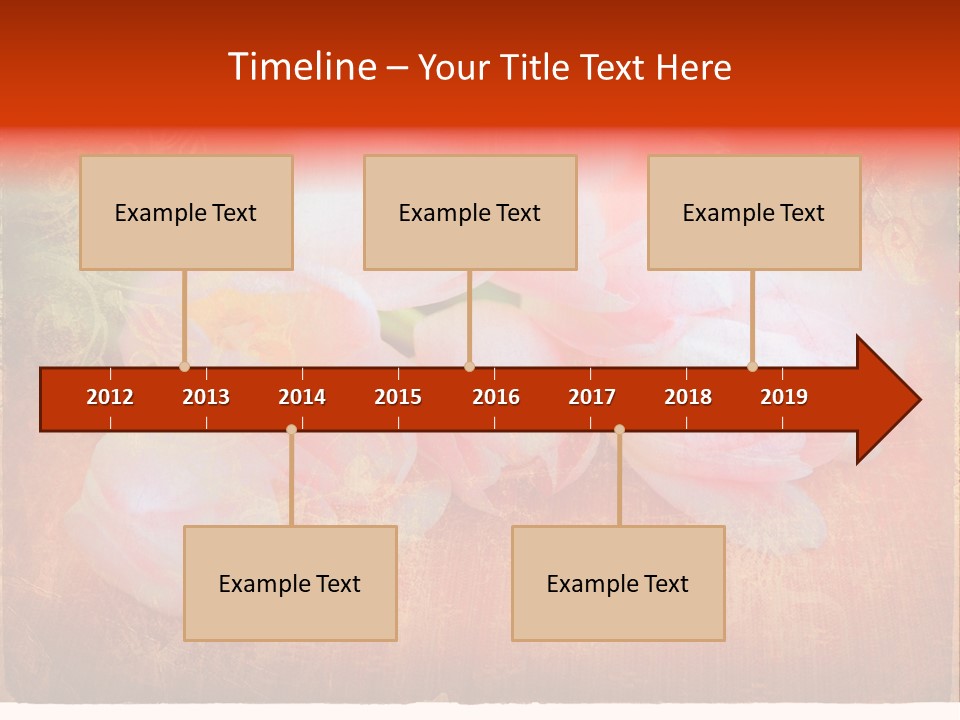 Pink Tulips On Orange Grunge Paper Page Background With Damaged Edges And Rich Texture PowerPoint Template