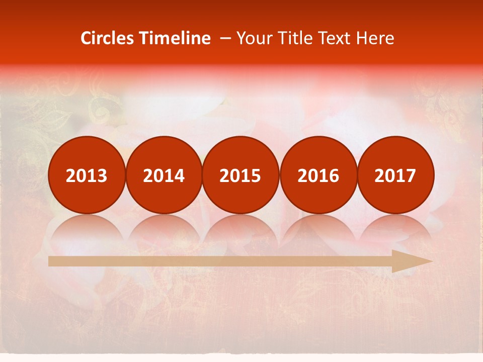 Pink Tulips On Orange Grunge Paper Page Background With Damaged Edges And Rich Texture PowerPoint Template