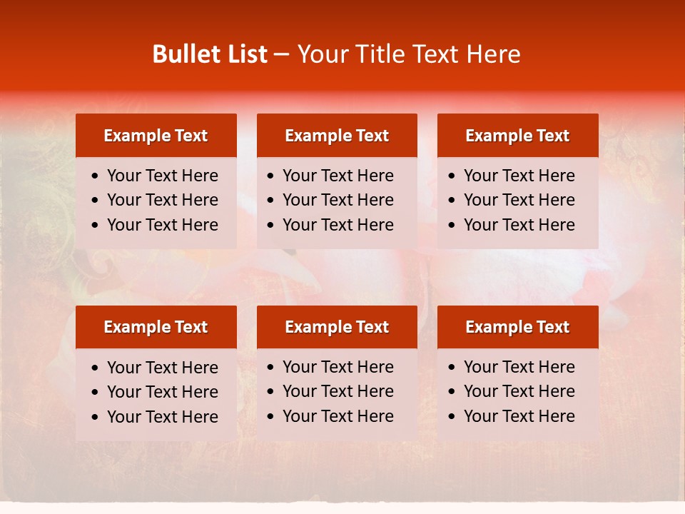 Pink Tulips On Orange Grunge Paper Page Background With Damaged Edges And Rich Texture PowerPoint Template