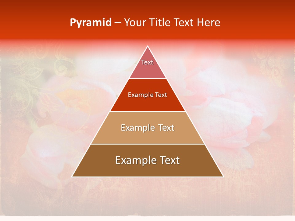 Pink Tulips On Orange Grunge Paper Page Background With Damaged Edges And Rich Texture PowerPoint Template