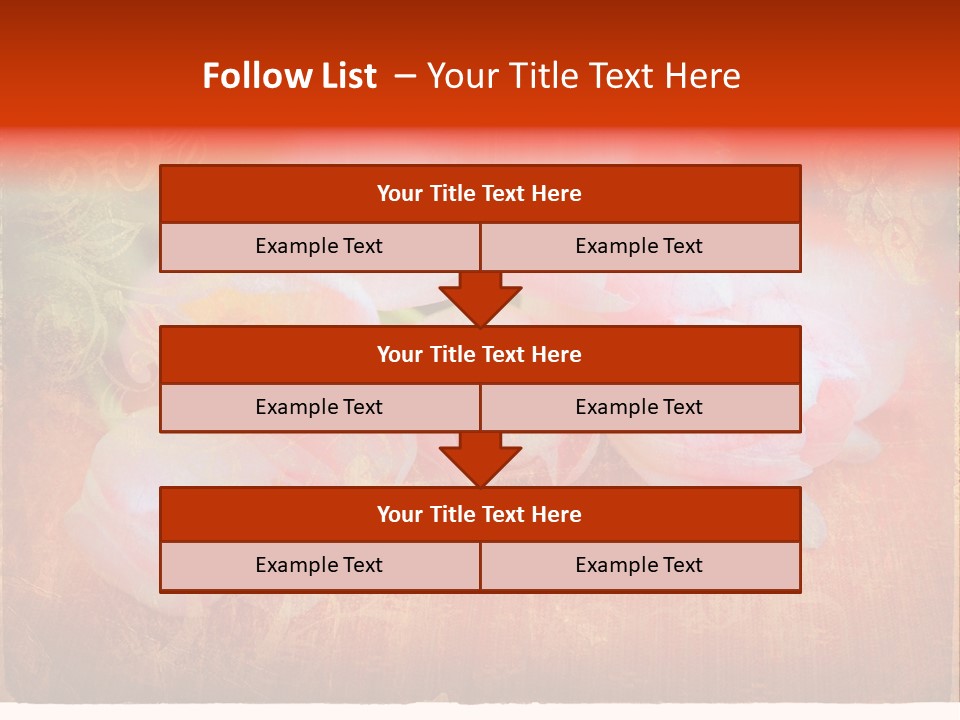 Pink Tulips On Orange Grunge Paper Page Background With Damaged Edges And Rich Texture PowerPoint Template