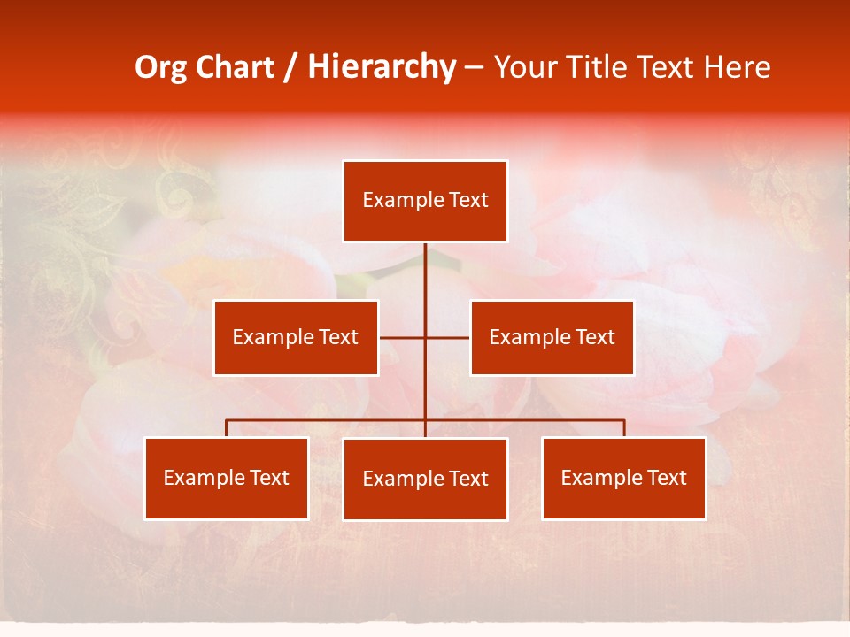 Pink Tulips On Orange Grunge Paper Page Background With Damaged Edges And Rich Texture PowerPoint Template