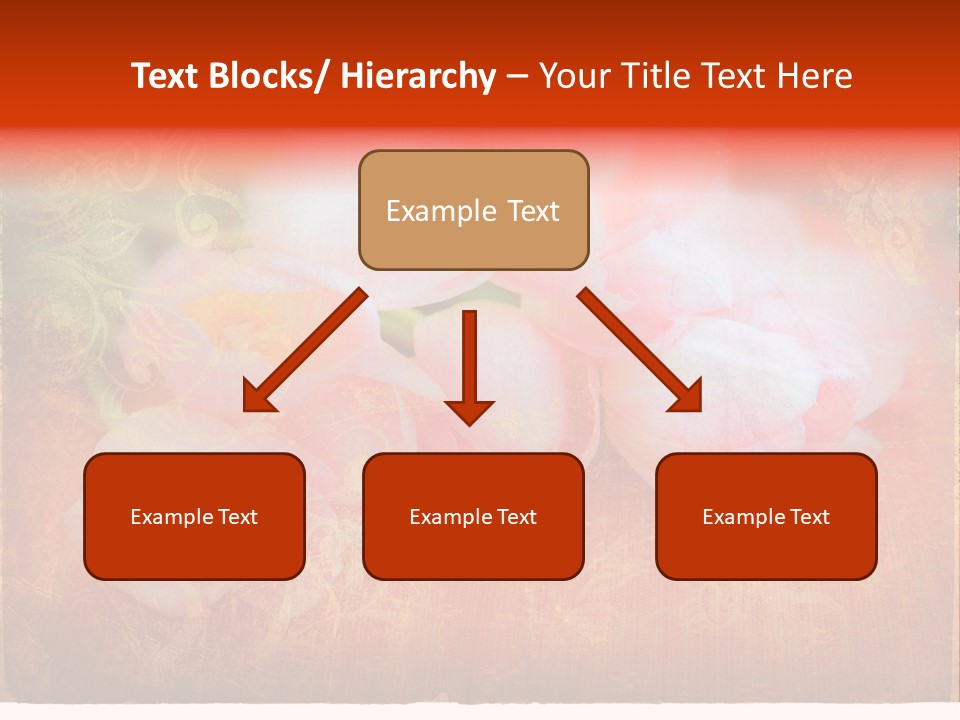 Pink Tulips On Orange Grunge Paper Page Background With Damaged Edges And Rich Texture PowerPoint Template