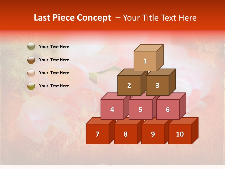 Pink Tulips On Orange Grunge Paper Page Background With Damaged Edges And Rich Texture PowerPoint Template