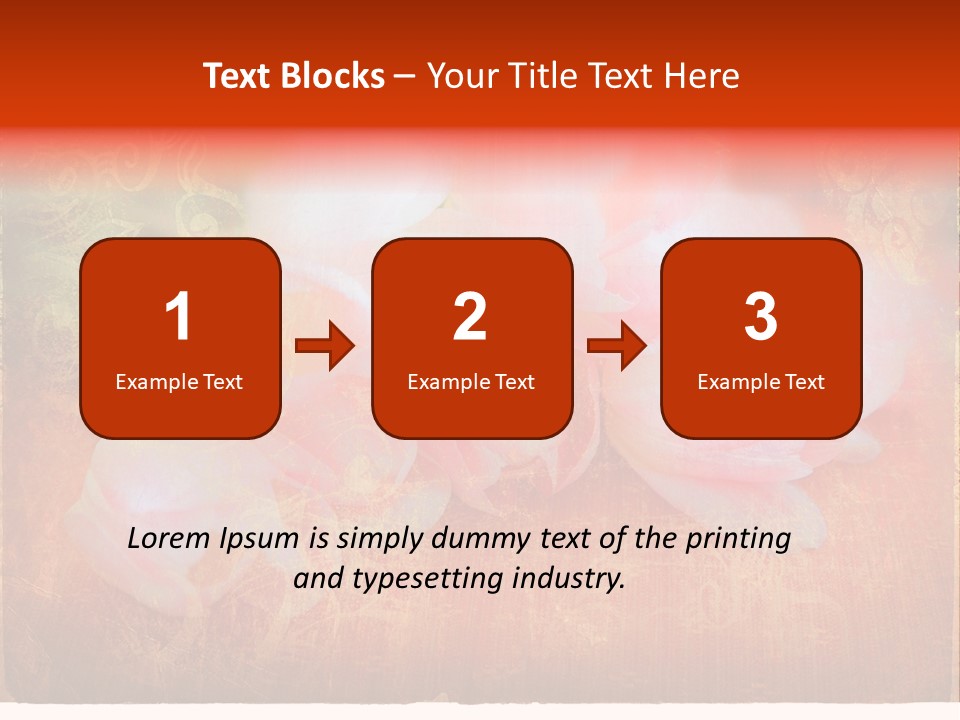 Pink Tulips On Orange Grunge Paper Page Background With Damaged Edges And Rich Texture PowerPoint Template