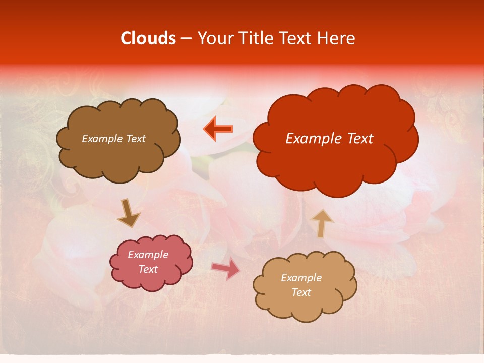 Pink Tulips On Orange Grunge Paper Page Background With Damaged Edges And Rich Texture PowerPoint Template