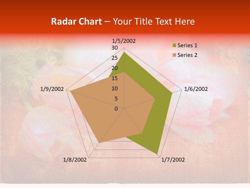 Pink Tulips On Orange Grunge Paper Page Background With Damaged Edges And Rich Texture PowerPoint Template