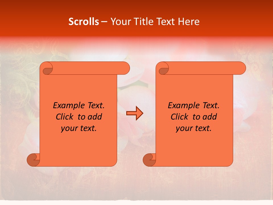 Pink Tulips On Orange Grunge Paper Page Background With Damaged Edges And Rich Texture PowerPoint Template