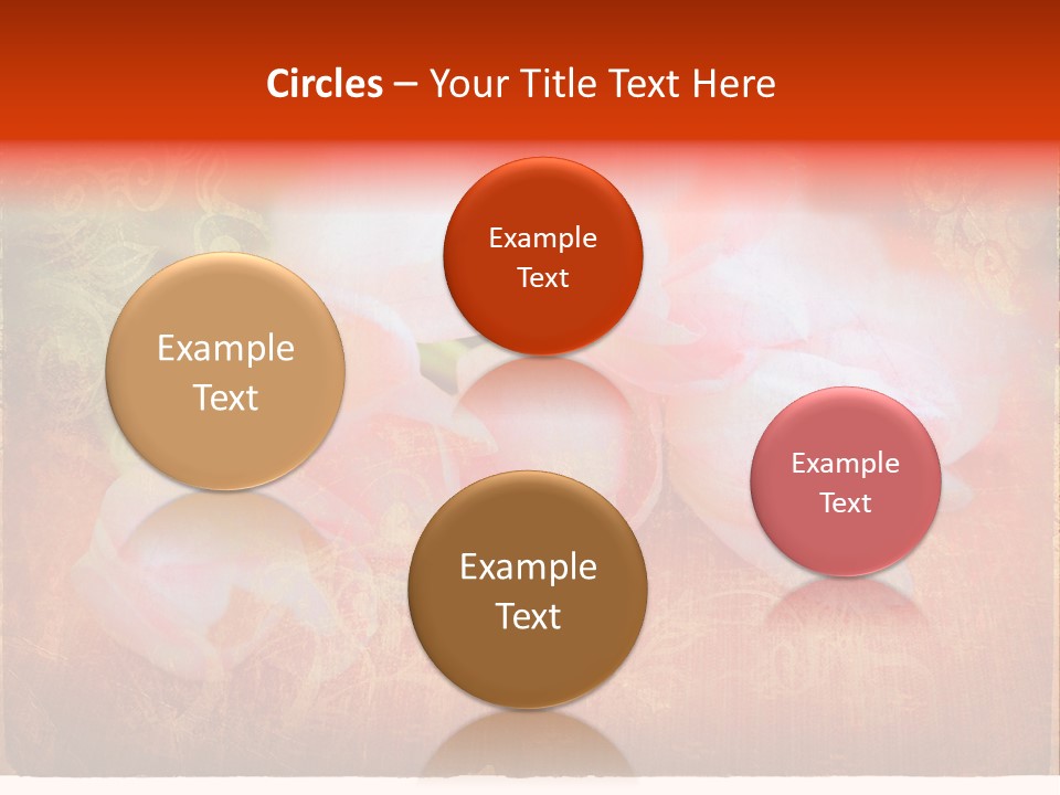 Pink Tulips On Orange Grunge Paper Page Background With Damaged Edges And Rich Texture PowerPoint Template