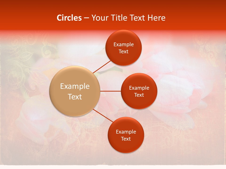 Pink Tulips On Orange Grunge Paper Page Background With Damaged Edges And Rich Texture PowerPoint Template