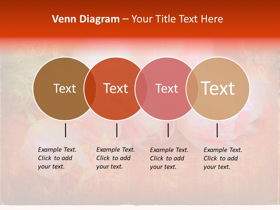 Pink Tulips On Orange Grunge Paper Page Background With Damaged Edges And Rich Texture PowerPoint Template