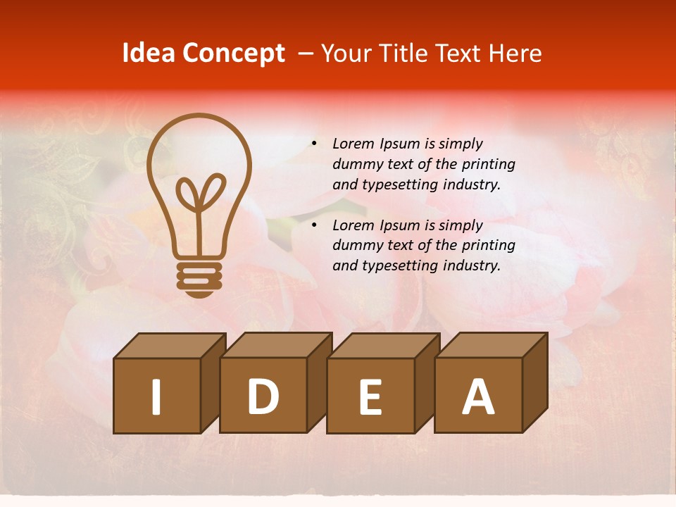 Pink Tulips On Orange Grunge Paper Page Background With Damaged Edges And Rich Texture PowerPoint Template