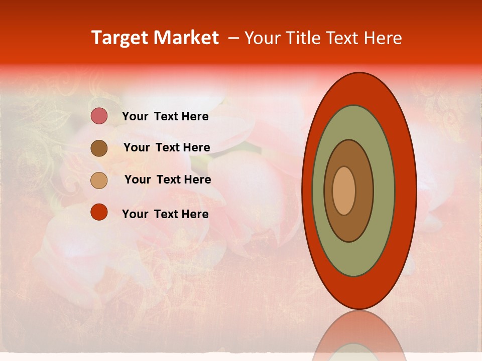 Pink Tulips On Orange Grunge Paper Page Background With Damaged Edges And Rich Texture PowerPoint Template