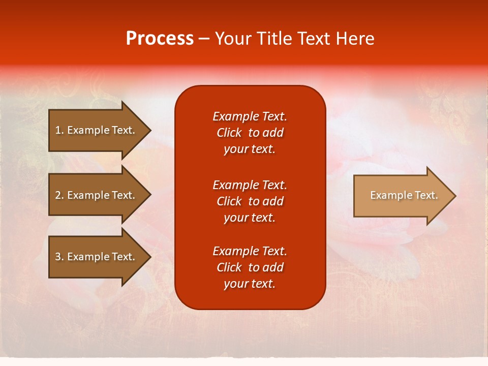 Pink Tulips On Orange Grunge Paper Page Background With Damaged Edges And Rich Texture PowerPoint Template