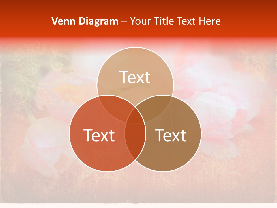 Pink Tulips On Orange Grunge Paper Page Background With Damaged Edges And Rich Texture PowerPoint Template