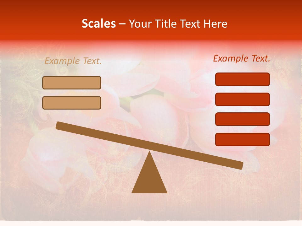 Pink Tulips On Orange Grunge Paper Page Background With Damaged Edges And Rich Texture PowerPoint Template