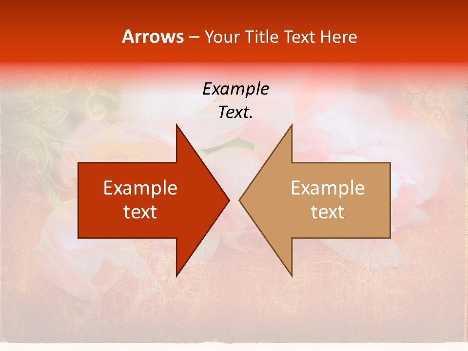 Pink Tulips On Orange Grunge Paper Page Background With Damaged Edges And Rich Texture PowerPoint Template