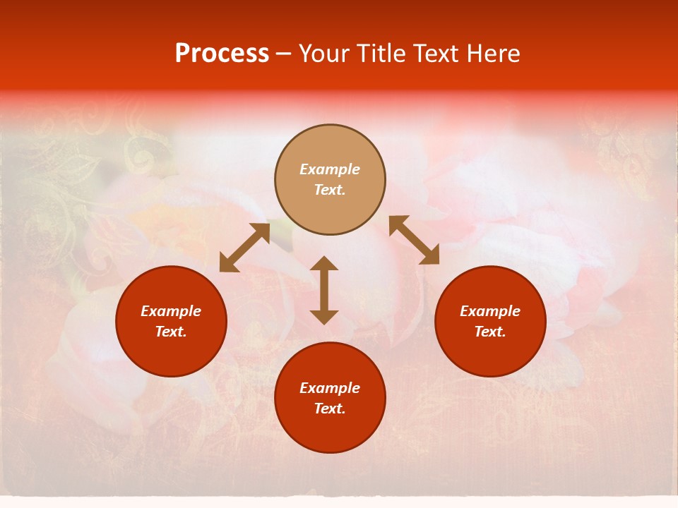 Pink Tulips On Orange Grunge Paper Page Background With Damaged Edges And Rich Texture PowerPoint Template